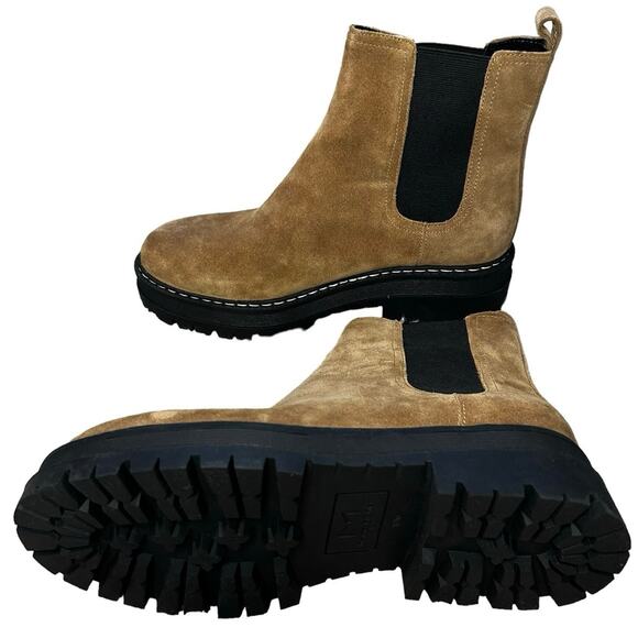 MARC FISHER LTD Padmia Light Natural Suede Lug Sole Chelsea Boots 10 - Picture 3 of 7